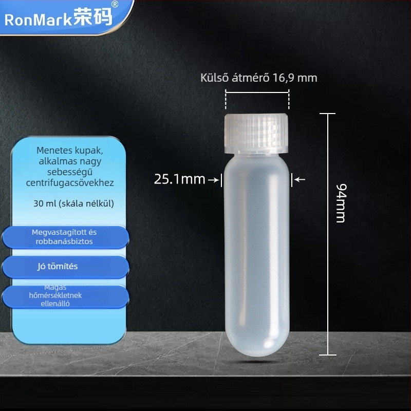Átlátszó centrifugális cső csavaros kupakkal, 10 ml, 16 ml, 28 ml, 30 ml és 50 ml, szivárgásmentes kialakítás