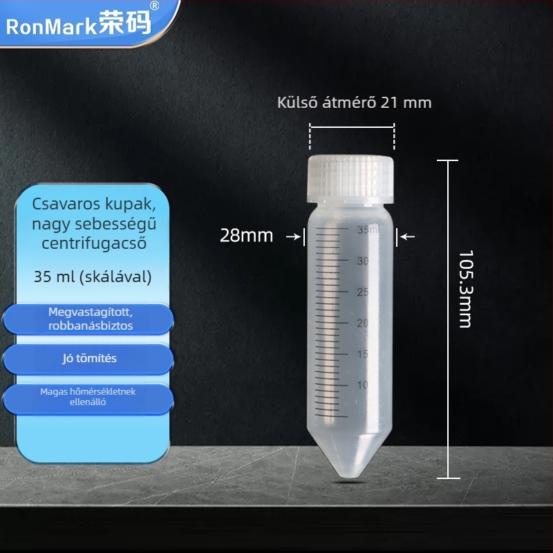 Átlátszó centrifugális cső csavaros kupakkal, 10 ml, 16 ml, 28 ml, 30 ml és 50 ml, szivárgásmentes kialakítás