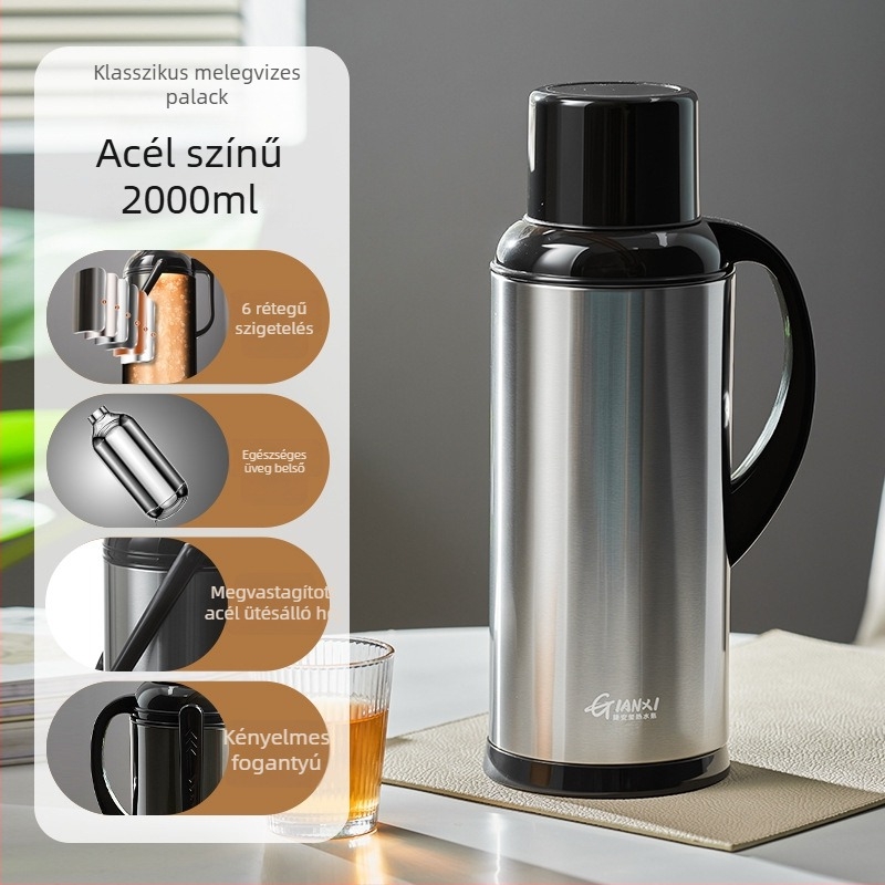 Jieanxi retro termosz rozsdamentes acél burkolattal és üveg belsővel, nagy kapacitású otthoni használatra