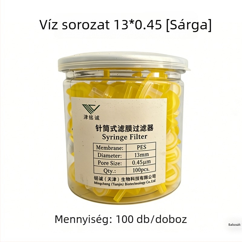 Tűtípusú szűrőmembrán, 13 mm, 0.22/0.45 μm mikroporózus, szerves és vízoldatokhoz, egyszer használatos párna típusú membrán