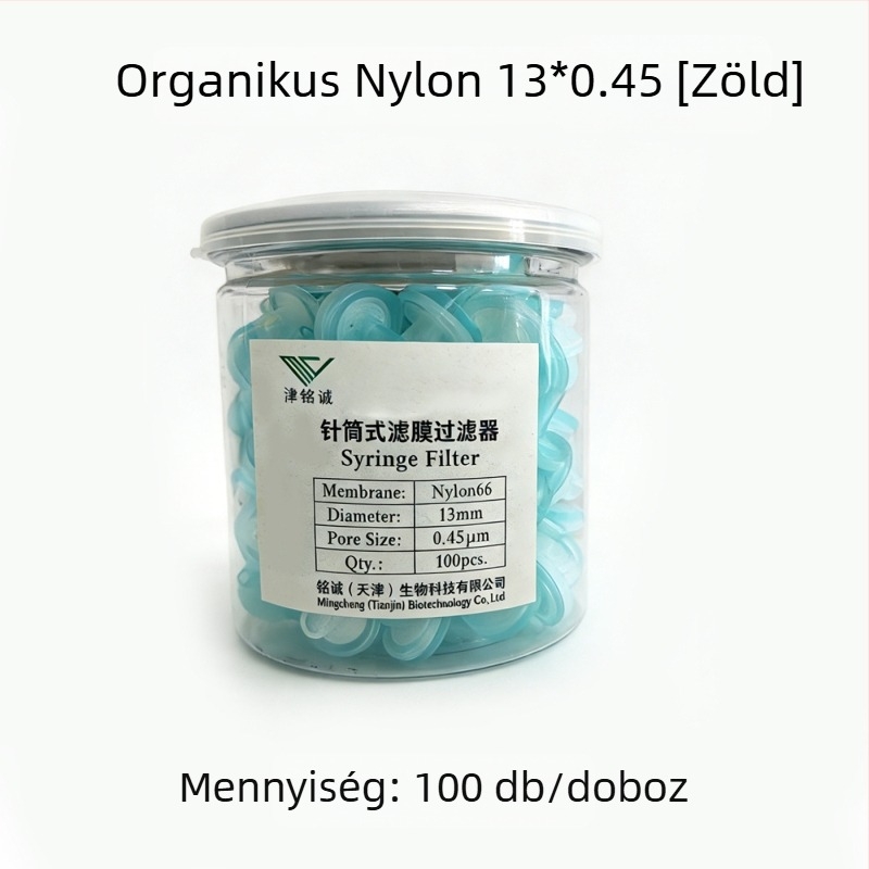 Tűtípusú szűrőmembrán, 13 mm, 0.22/0.45 μm mikroporózus, szerves és vízoldatokhoz, egyszer használatos párna típusú membrán