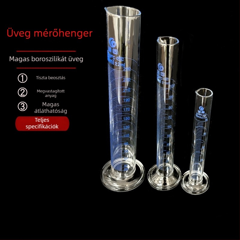 A-osztályú magas boroszilikát üveg mérőhenger, 5/10/25/50/100/250/500/1000/2000 ml