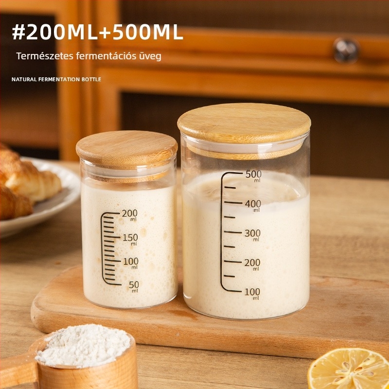 Lengyel élesztő törzsű fermentációs üveg mérőskálával — üvegből készült sütőeszköz