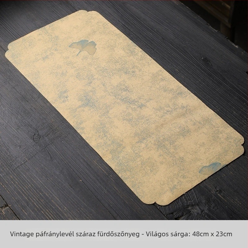 Vintage teafedél ginkgolevéllel és brokát anyaggal, kínai stílusú teaceremónia kiegészítő