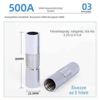 Réz védőcső Panasonic ívhegesztőhöz, gázárnyékolt ívhegesztéshez, kompatibilis 200A/350A/500A