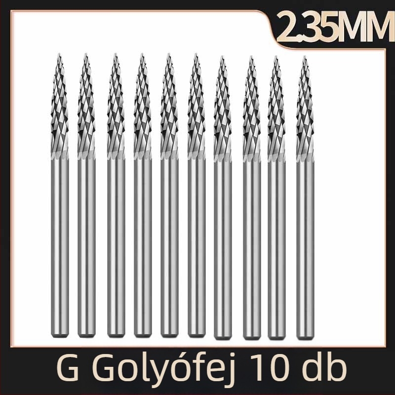 2,35 mm-es keményötvözetű forgó reszelő gravíró géphez, wolfram-karbid csiszolófej fémekhez