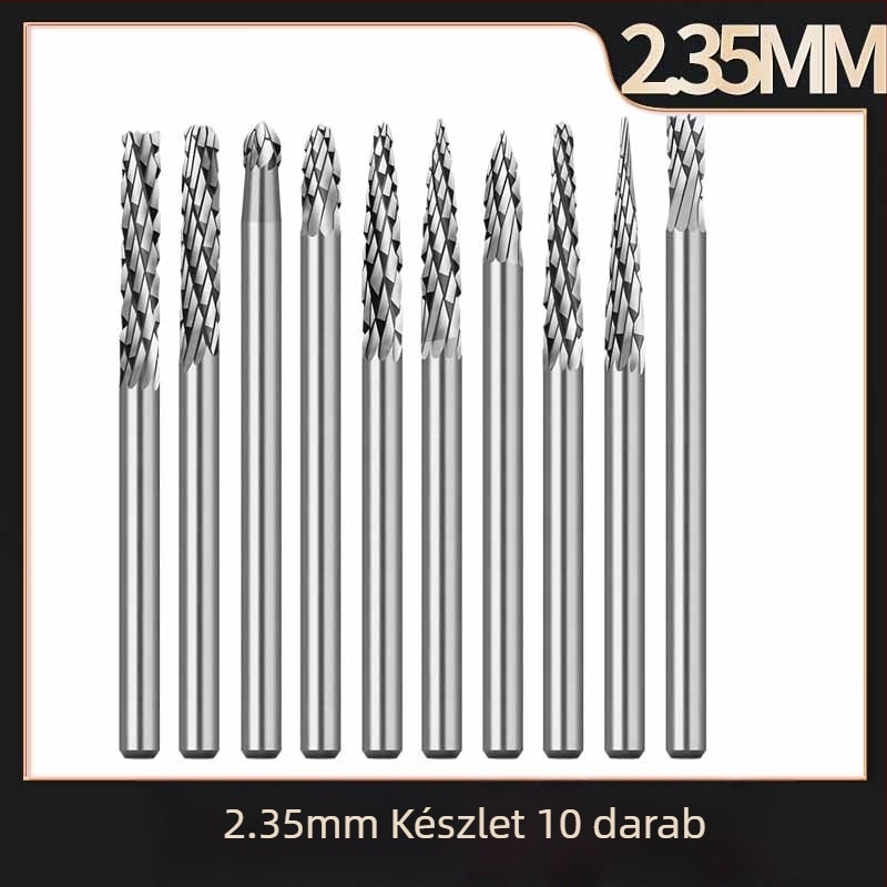 2,35 mm-es keményötvözetű forgó reszelő gravíró géphez, wolfram-karbid csiszolófej fémekhez