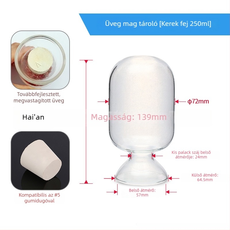Konus alakú üveg csirke szív alakú formával, magvető üveg, 125/250/500 ml, bemutató üveg kristályporhoz