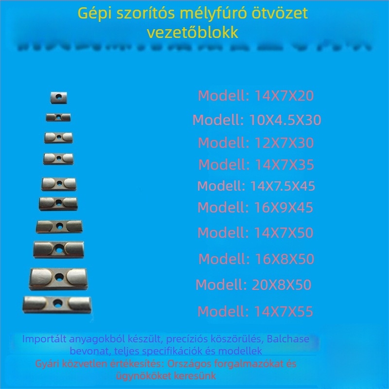 Mélylyukfúró vezető blokk és vezető kulcs, 16x8x50, CNC szerszám