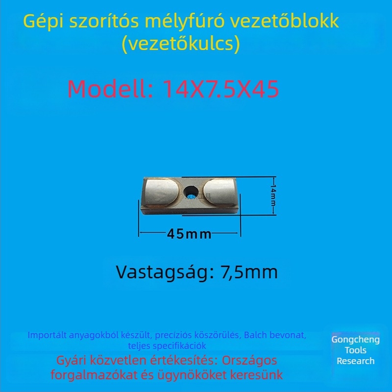 Mélylyukfúró vezető blokk és vezető kulcs, 16x8x50, CNC szerszám