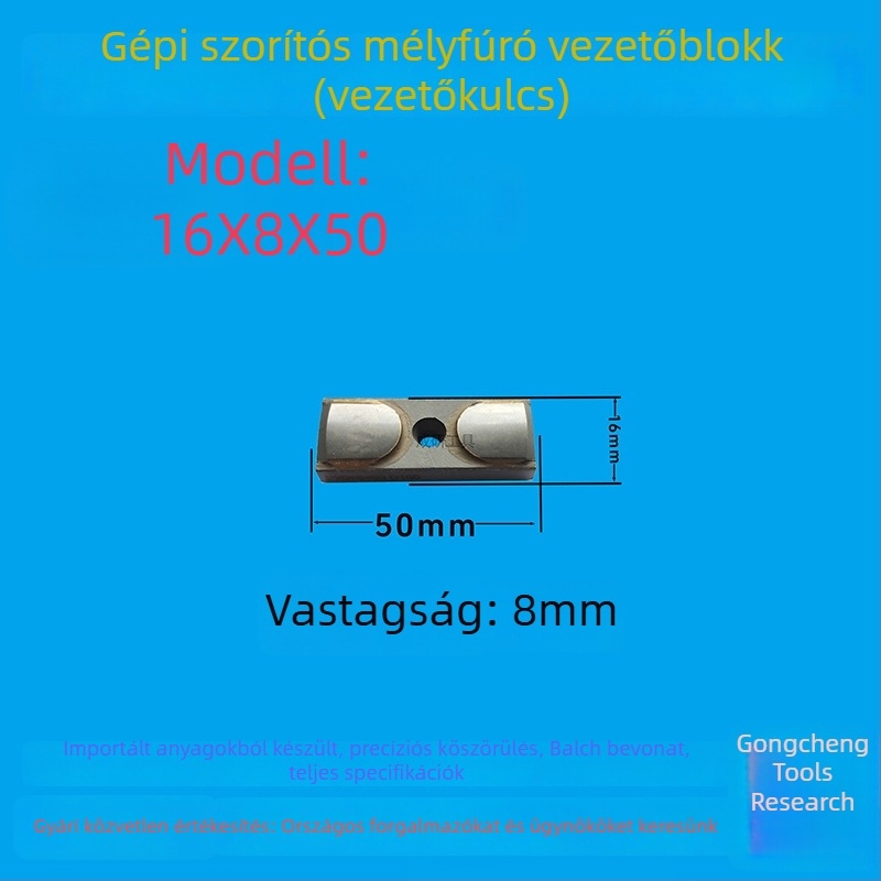 Mélylyukfúró vezető blokk és vezető kulcs, 16x8x50, CNC szerszám
