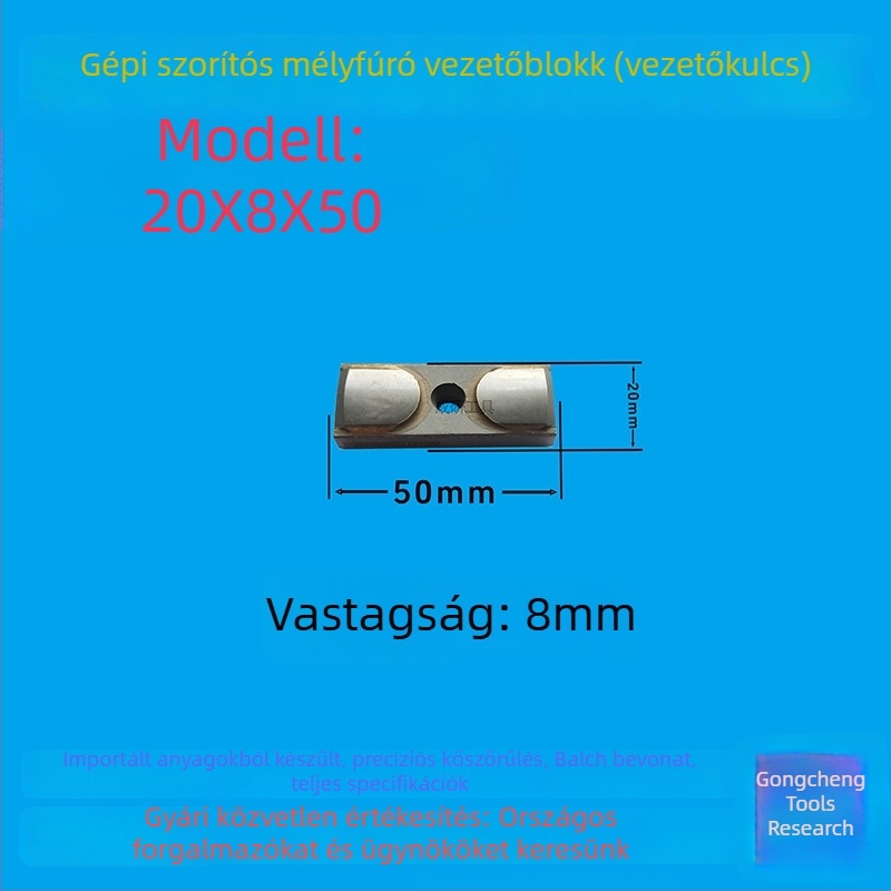 Mélylyukfúró vezető blokk és vezető kulcs, 16x8x50, CNC szerszám