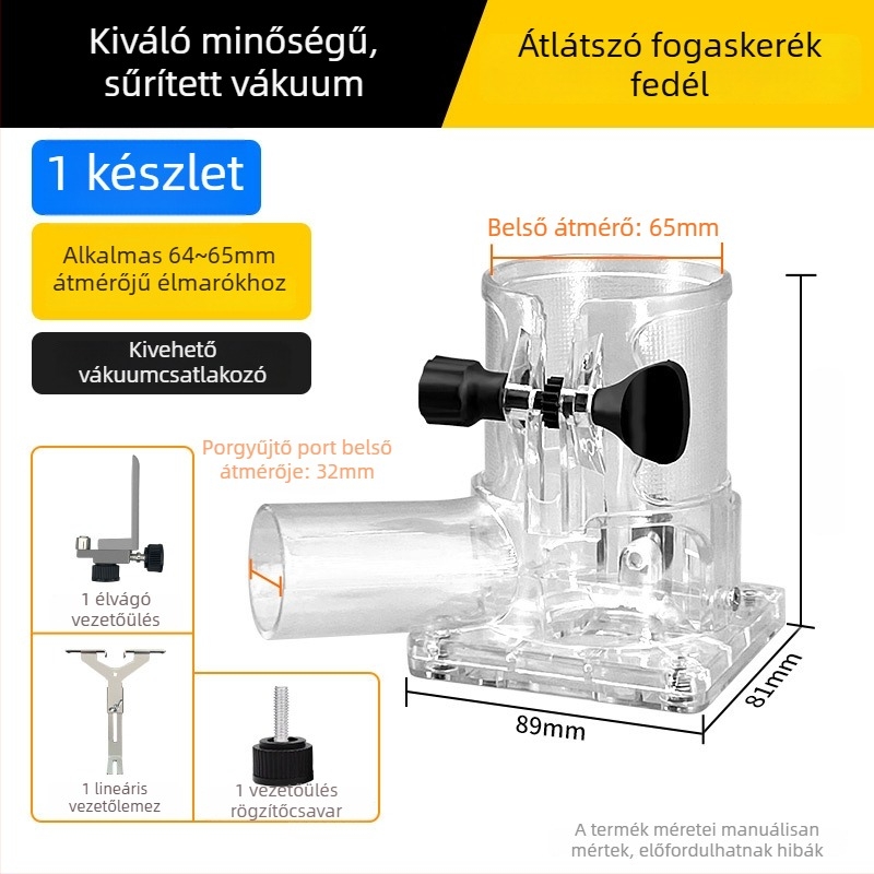 Élvágó fűrész porvédő burkolat – faipari felhasználáshoz, horonyozáshoz és faragáshoz – szerszámkiegészítőkkel