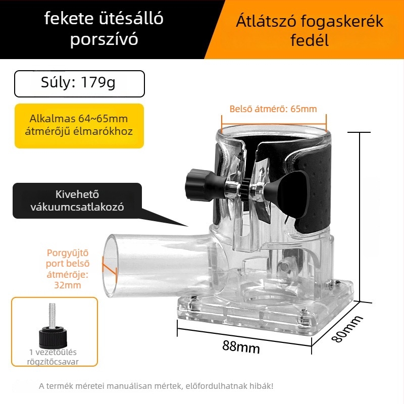 Élvágó fűrész porvédő burkolat – faipari felhasználáshoz, horonyozáshoz és faragáshoz – szerszámkiegészítőkkel