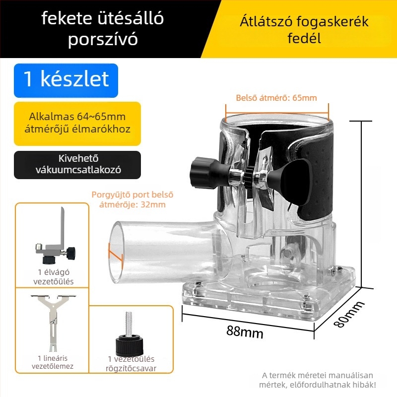 Élvágó fűrész porvédő burkolat – faipari felhasználáshoz, horonyozáshoz és faragáshoz – szerszámkiegészítőkkel