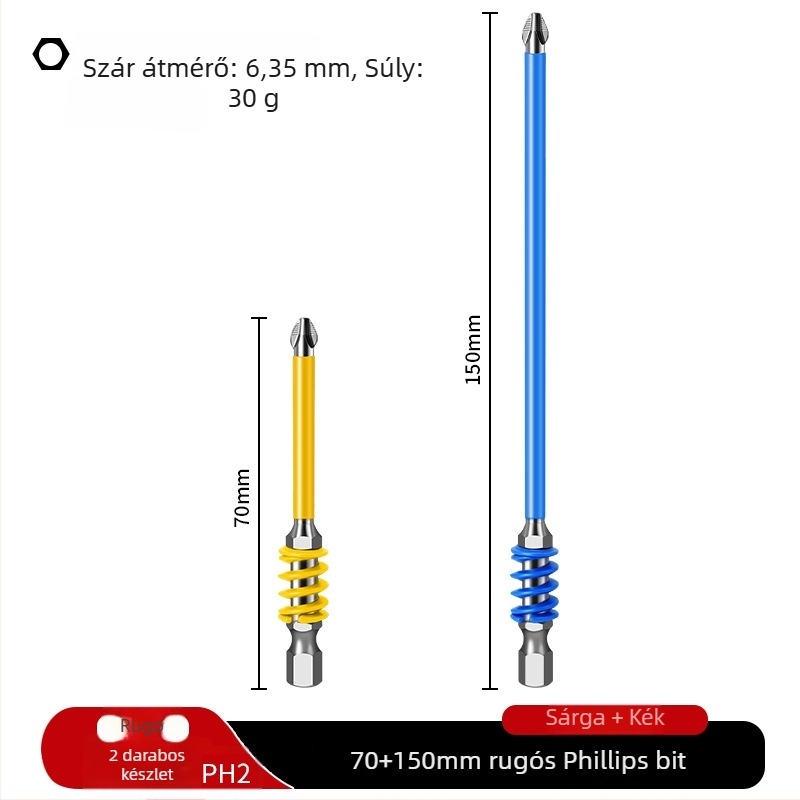 PH2 gyorsoldó bit elektromos csavarhúzóhoz, erős mágneses, szivárvány színű