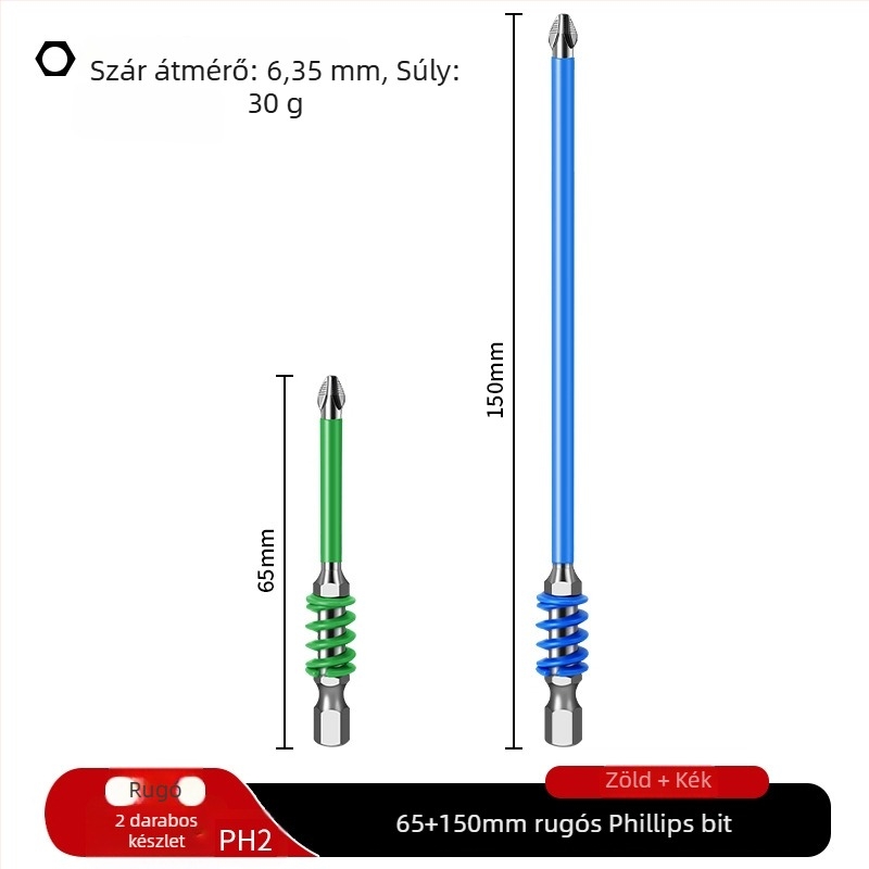 PH2 gyorsoldó bit elektromos csavarhúzóhoz, erős mágneses, szivárvány színű