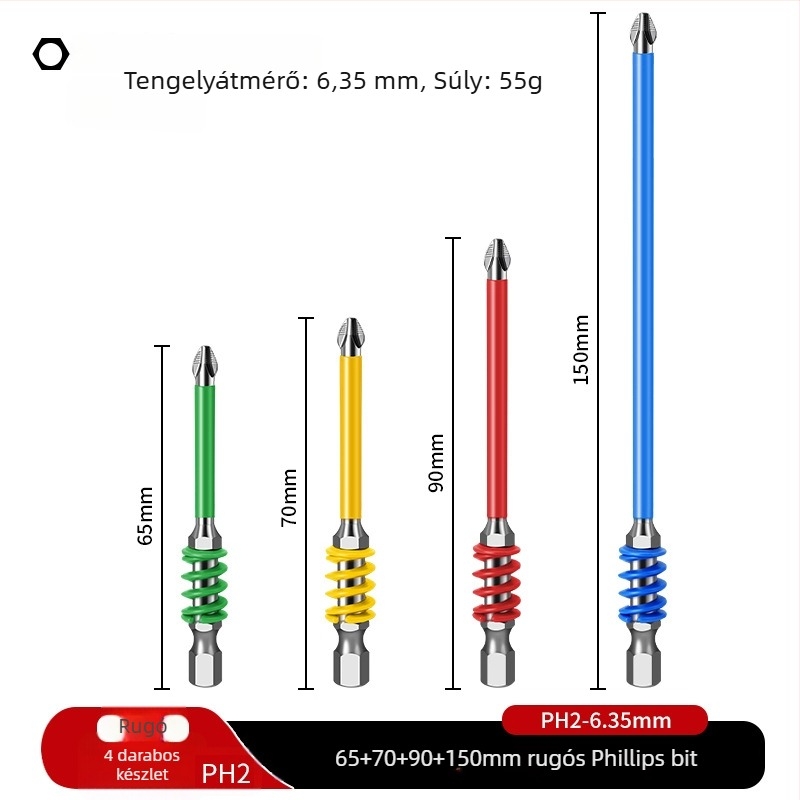 PH2 gyorsoldó bit elektromos csavarhúzóhoz, erős mágneses, szivárvány színű