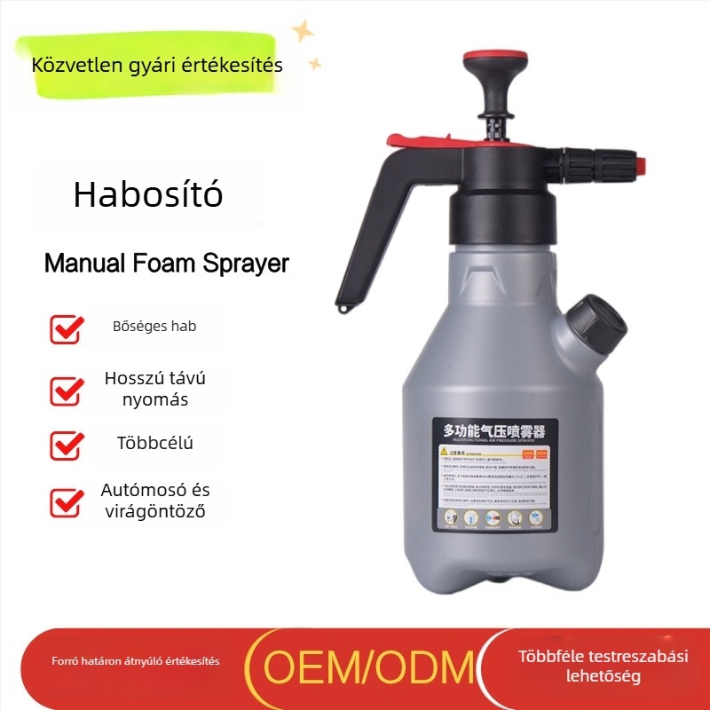 Tölthető lítiumakkumulátoros habspray üveg autómosáshoz, elektromos habsprayer