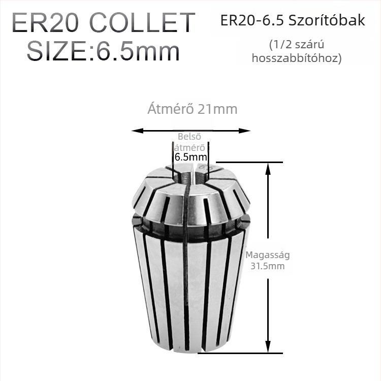 ER tokmányos maró hosszabbító rúd, 1/4" és 8 mm szárakkal, 6 hornyolt kivitel, gravírozáshoz és fafaragáshoz