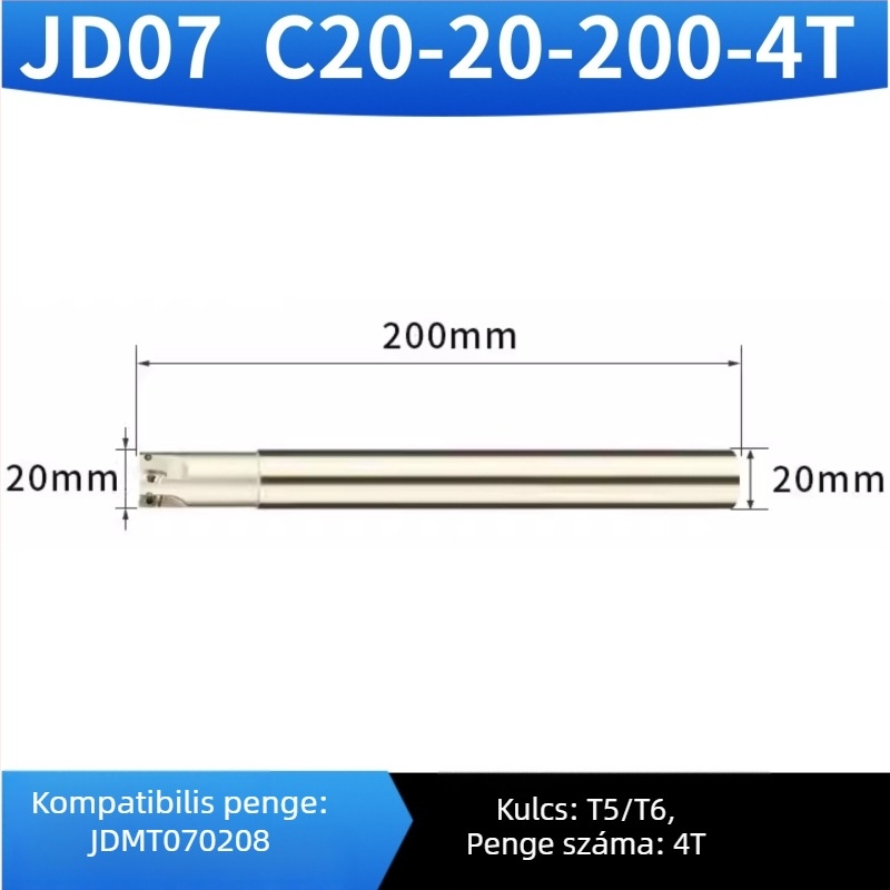CNC maró tartó, 90° szögű tartó kis átmérőjű maróhoz, JDMT070204 wolfram acél
