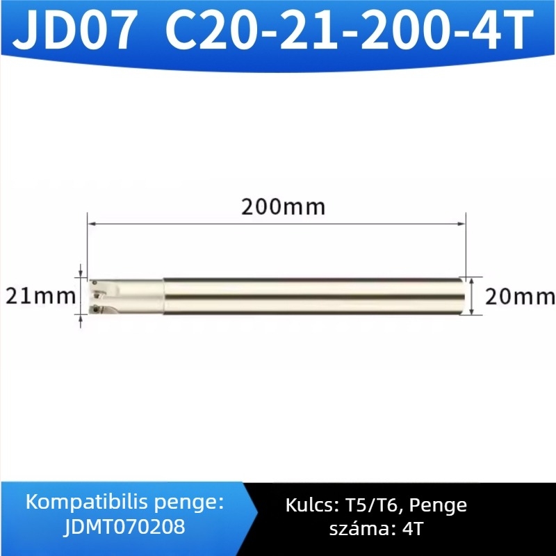 CNC maró tartó, 90° szögű tartó kis átmérőjű maróhoz, JDMT070204 wolfram acél