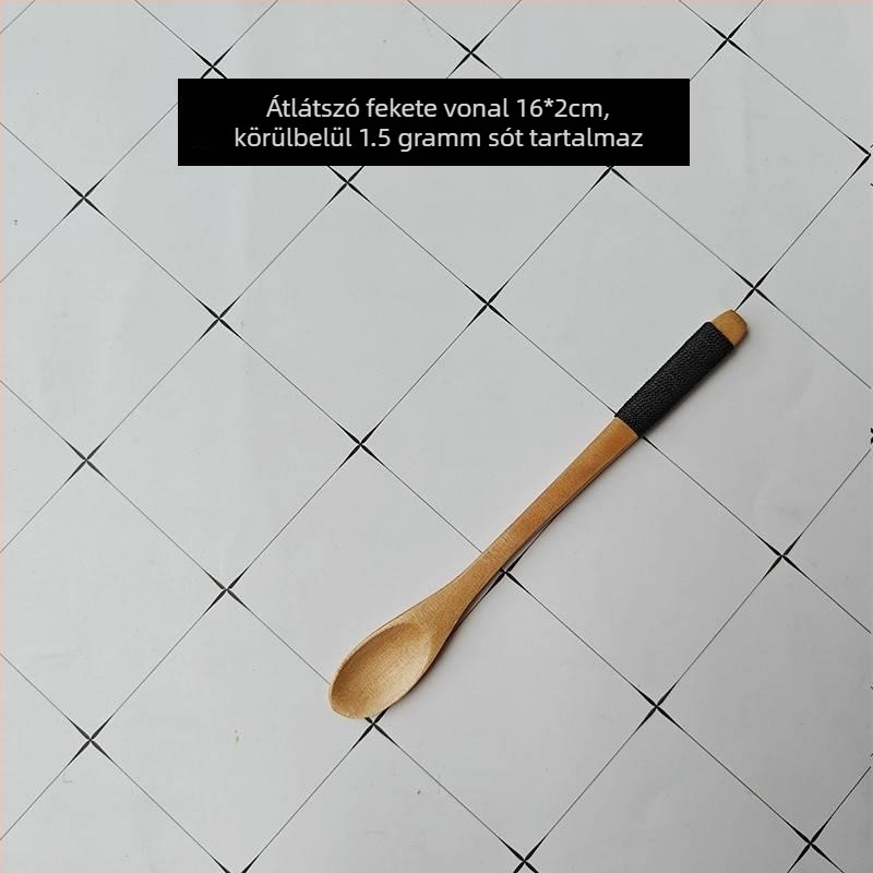 Hosszú nyelű fa mérőkanalak sóhoz és kávéhoz, készlet 2 darab