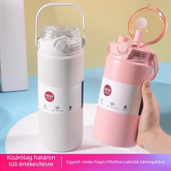 316 rozsdamentes acél termosz pohár dupla szívószállal, nagy kapacitású, testreszabható