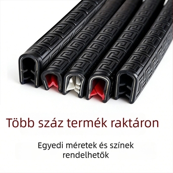 Autóajtó tömítőszalag habos oldallal, gumírozott tömítés, U-alakú acél szalag és üvegklipsz