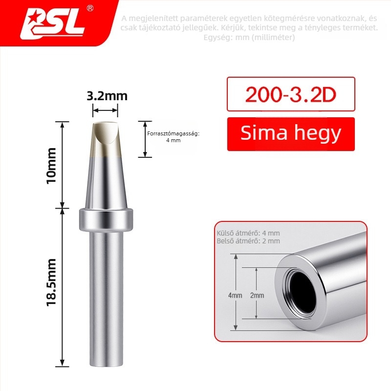 BSL 200 Forrasztóhegy elektromos vasalóhoz, 90W, magas frekvencia, 203 görbe hegy, ellenálló a magas hőmérsékletnek, gyors melegedés