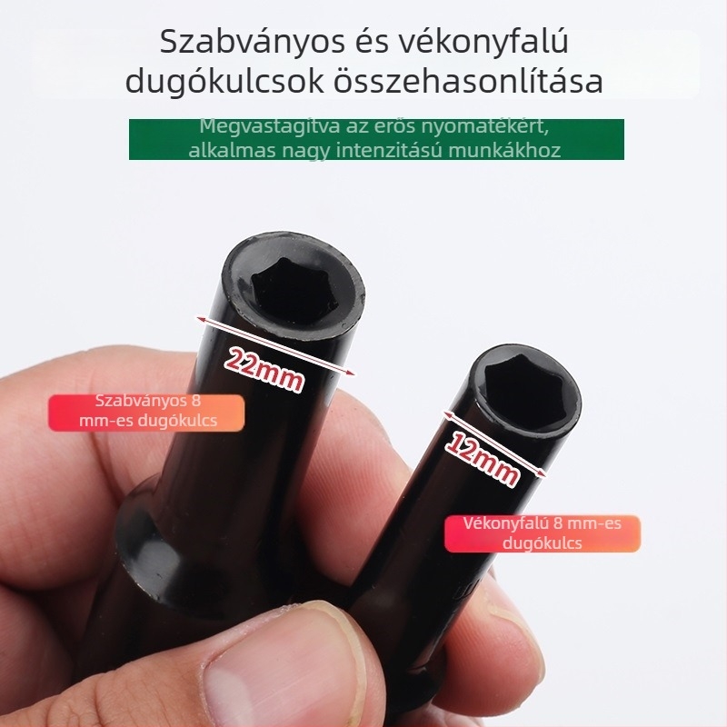 Jayco elektromos kulcs, vékony falú soke, hosszabbító fej, 1/2 hüvelykes hajtás, 6/7/8 mm