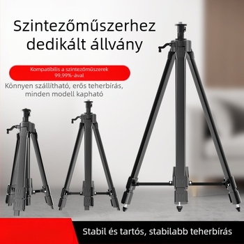 Teleszkópos háromlábú állvány szintező műszerhez, emelőrúddal, lézeres tartóval és infravörös támasztékkal