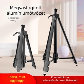 Teleszkópos háromlábú állvány szintező műszerhez, emelőrúddal, lézeres tartóval és infravörös támasztékkal