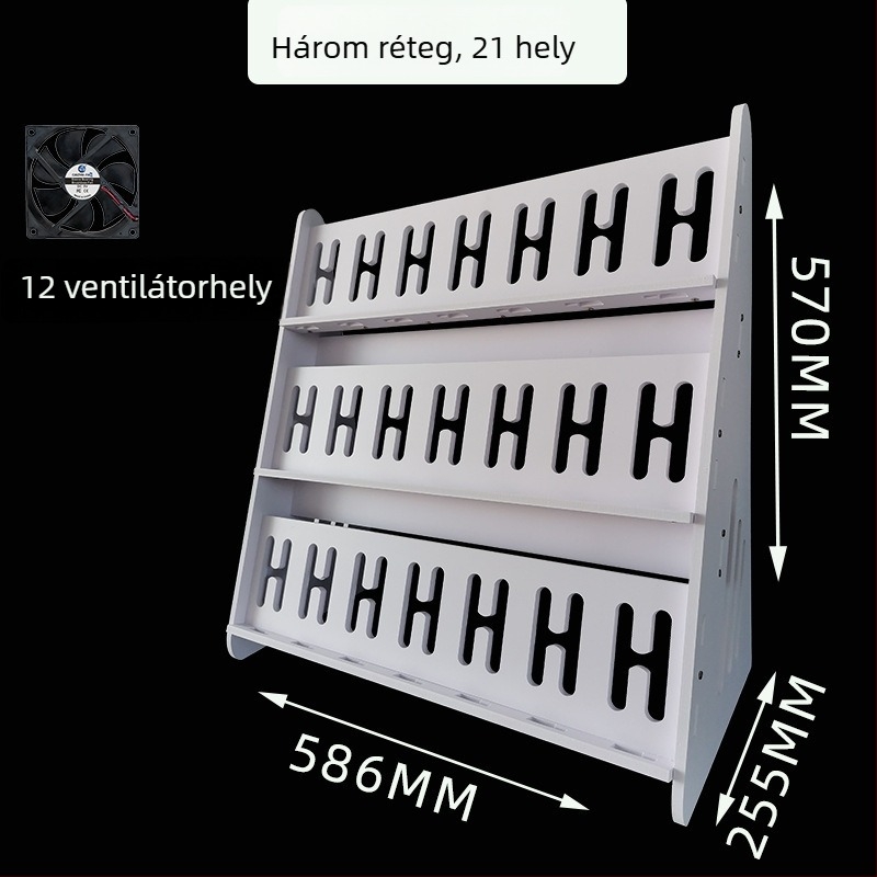 Stúdióhoz tervezett többpozíciós telefonállvány, asztali vagy mennyezeti kivitel, több rétegű tartó a telefonokhoz