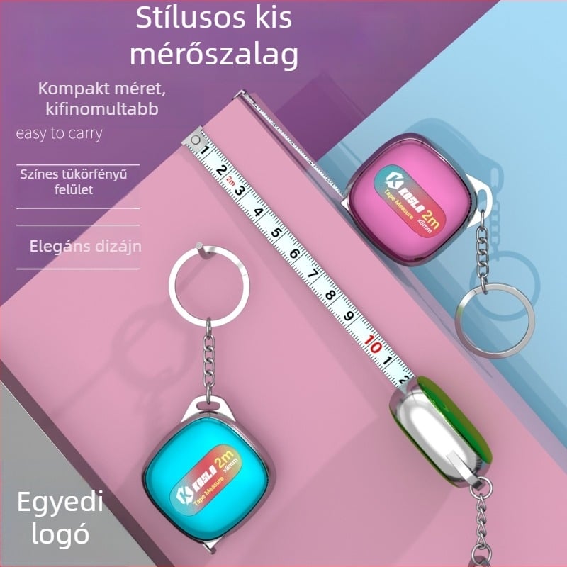 Személyre szabott ajándék: 2 m-es mini mérőszalag ABS házzal, hordozható acél mérőszalag, divatos