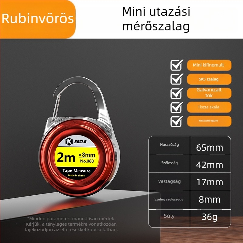 Személyre szabott ajándék: 2 m-es mini mérőszalag ABS házzal, hordozható acél mérőszalag, divatos