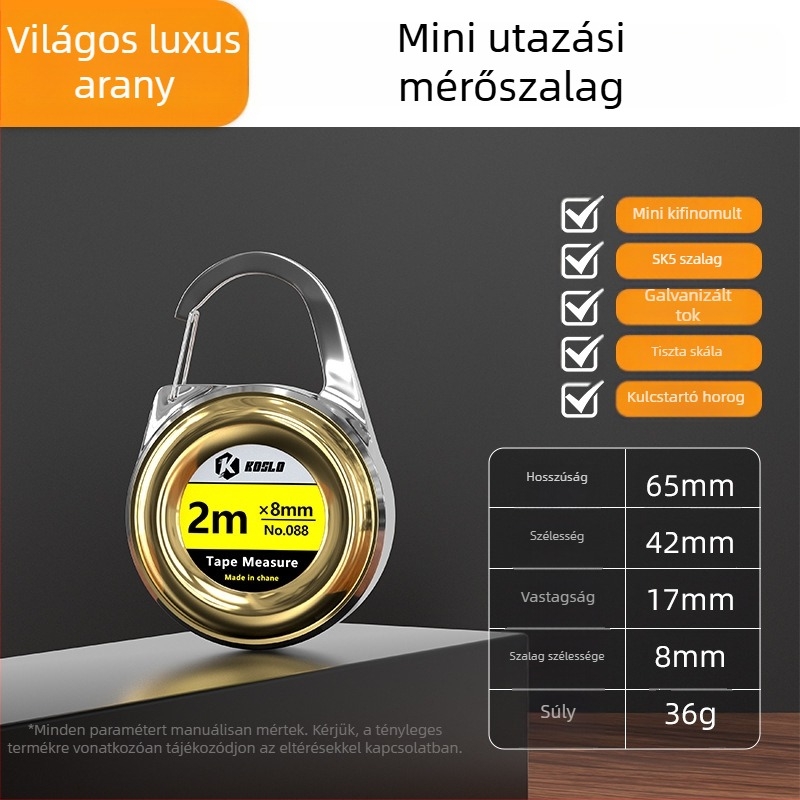 Személyre szabott ajándék: 2 m-es mini mérőszalag ABS házzal, hordozható acél mérőszalag, divatos