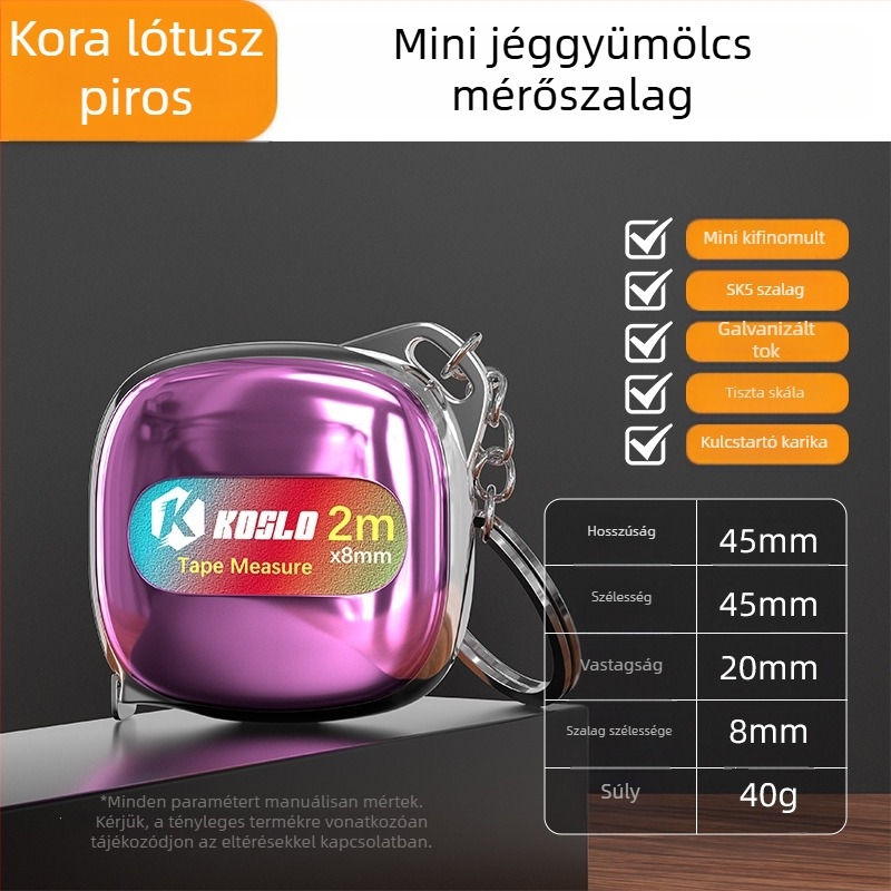 Személyre szabott ajándék: 2 m-es mini mérőszalag ABS házzal, hordozható acél mérőszalag, divatos