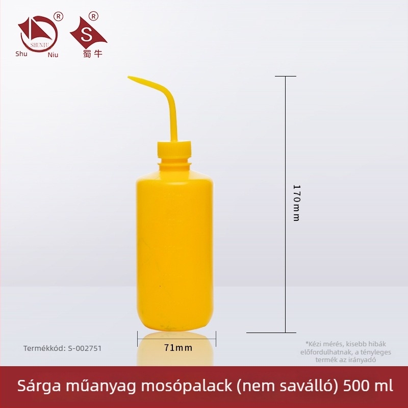 Műanyag mosóüveg ívelt kifolyóval és oldalsó csővel, laboratóriumi mosóüveg 250/500/1000 ml