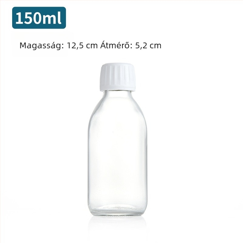 Üvegből készült palack orális oldatokhoz, üres, zárható fedéllel, whisky és reagensek csomagolásához