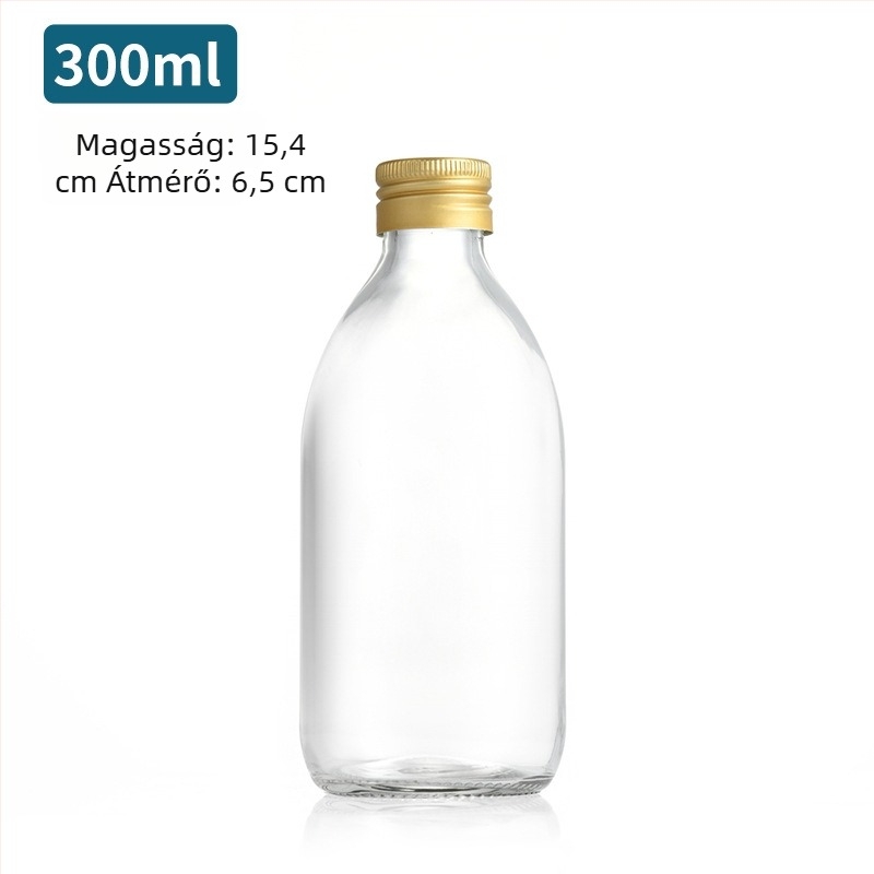 Üvegből készült palack orális oldatokhoz, üres, zárható fedéllel, whisky és reagensek csomagolásához
