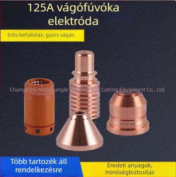 Hypertherm 125A plazma vágó alkatrészek: elektróda 220971, fúvóka 220975, védő sapka 220975 és egyéb alkatrészek
