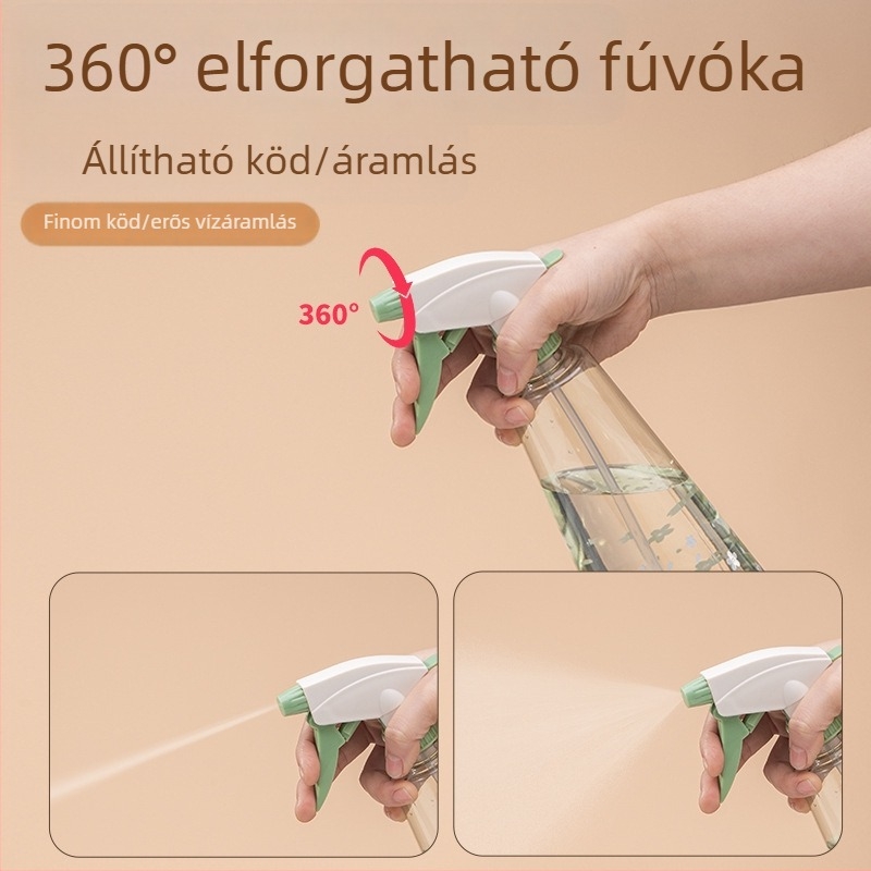 Több kapacitású permetezőflakon állítható fejjel, háztartási tisztításra és növények öntözésére
