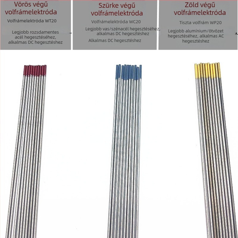 Rozsdamentes acél volfrámtű elektróda vörös fej, hegesztő berendezés, 1,6 mm elektróda, TIG ívpisztoly 2,0/2,4 mm