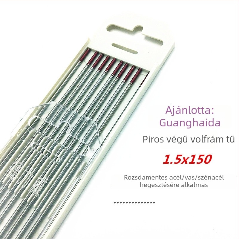 Rozsdamentes acél volfrámtű elektróda vörös fej, hegesztő berendezés, 1,6 mm elektróda, TIG ívpisztoly 2,0/2,4 mm