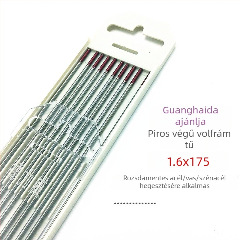 Rozsdamentes acél volfrámtű elektróda vörös fej, hegesztő berendezés, 1,6 mm elektróda, TIG ívpisztoly 2,0/2,4 mm