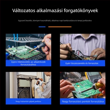 Digitális kijelzős, nagy teljesítményű állítható hőmérsékletű forrasztópisztoly, hosszú élettartam, 100–200 W, pengés és patkó alakú csúccsal, ipari színvonalú forrasztópisztoly