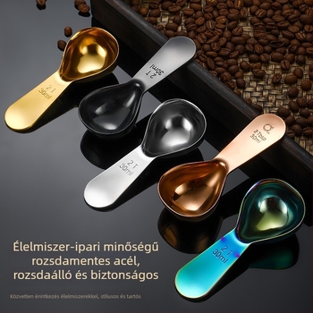 304 rozsdamentes acél kávéőrlemény mérőkanál 30 ml és 15 ml skálával – mérőeszköz kávébabok mérésére