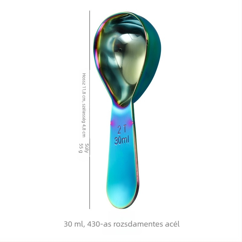 304 rozsdamentes acél kávéőrlemény mérőkanál 30 ml és 15 ml skálával – mérőeszköz kávébabok mérésére