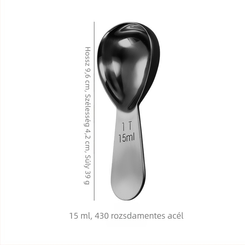 304 rozsdamentes acél kávéőrlemény mérőkanál 30 ml és 15 ml skálával – mérőeszköz kávébabok mérésére